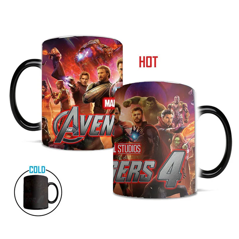 

1PCS New Style Avengers 4 Mugs Endgame Superhero Figure Color Changing Mug 350ml Ceramic Heat Reveal Marvel Coffee Milk Tea Cup