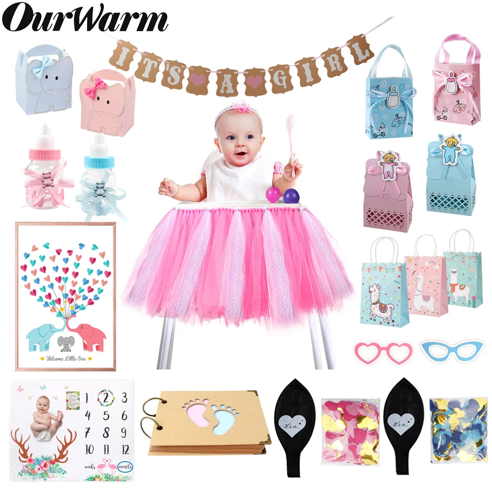 

OurWarm Baby Shower Favor Boy Girl Birthday Candy Gift Bag Elephant Guest Book Photo Booth Props Gender Reveal Baby Shower Decor
