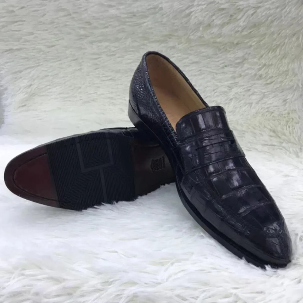 Натуральная крокодиловая кожа, мужская обувь, прочная крокодиловая кожа, мужская деловая обувь, черный цвет