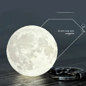 

Portable 3D Print Moon Shape Keychain Night Light White Colorful LED Light