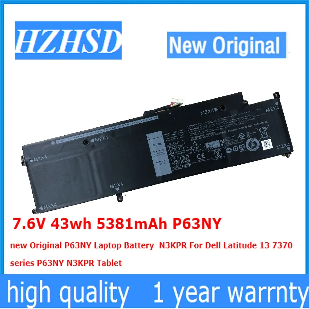 7 6 V 43wh 5381mAh P63NY новый оригинальный Аккумулятор для ноутбука N3KPR Dell Latitude 13 7370