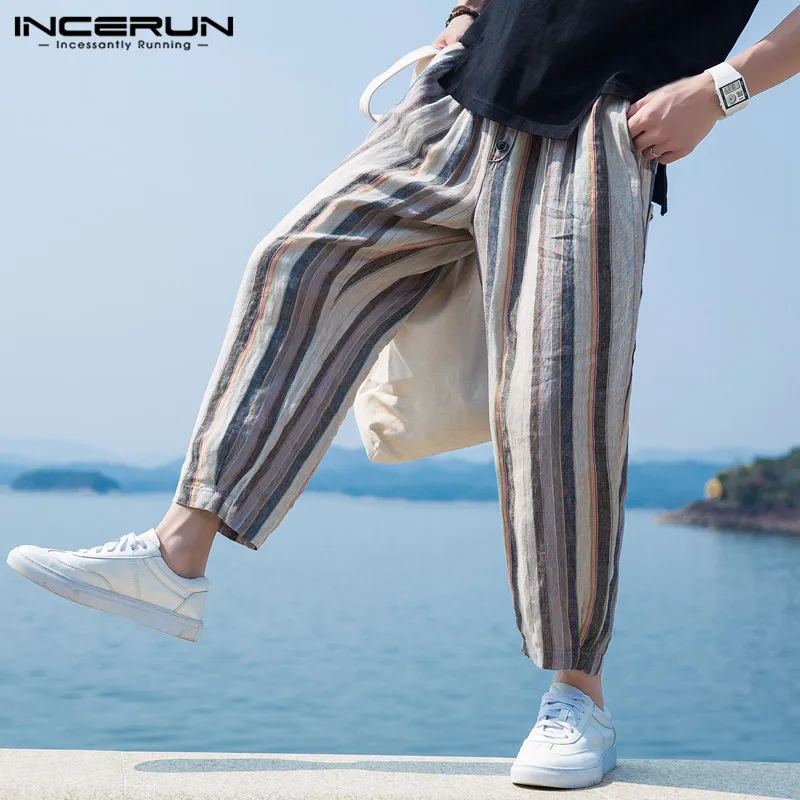 INCERUN 5XL Streetwear Casual Men Pants Loose Baggy Calf