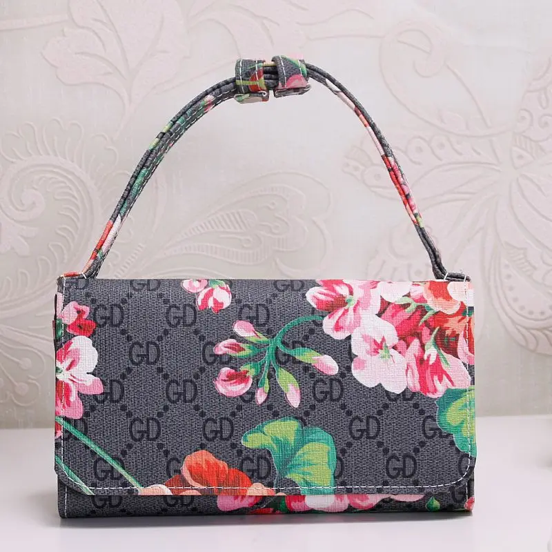 

Women Loved Elegant Luxury Brand Wallet Purse Bag with Flower Printing Party Clutch Wallet Bag with Chain