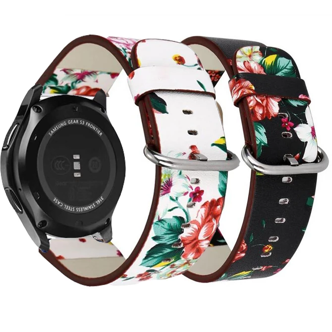 

Flower Leather Loop for Samsung Gear S3 Classic Frontier Watch Band Wristband Belt for huami amazfit Strap for Pebble Time 22mm