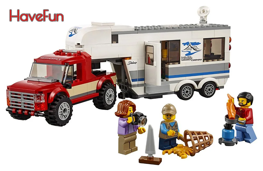 

HaveFun 373pcs City Pick Up Truck Caravan Camper Building Blocks Bricks Toy Dropshipping