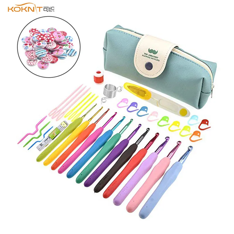 KOKONIT 56 Pack Crochet Kits 12PCS Colorful Crochet Hooks Set Ergonomic Soft Handles Yarn Knitting Needles for Women Mom Gifts (6)