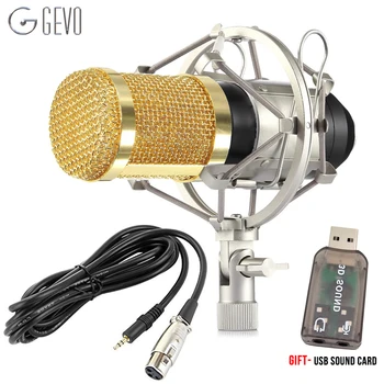 

GEVO BM 800 Condenser Microphone For Computer Professional Wired Studio Karaoke Mic And Shock Mount For Phantom Power PC BM800