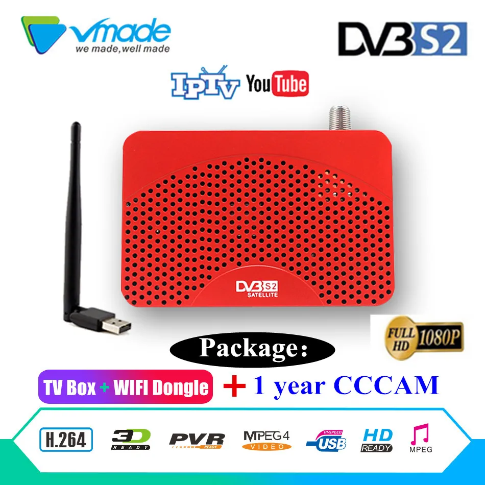 Цифровой приемник ТВ-тюнер DVB S2 спутниковый ресивер IP tv M3u Youtube DVB-S2 декодер+ USB WIFi+ 1 год CCCAM 7 Cline для Испании