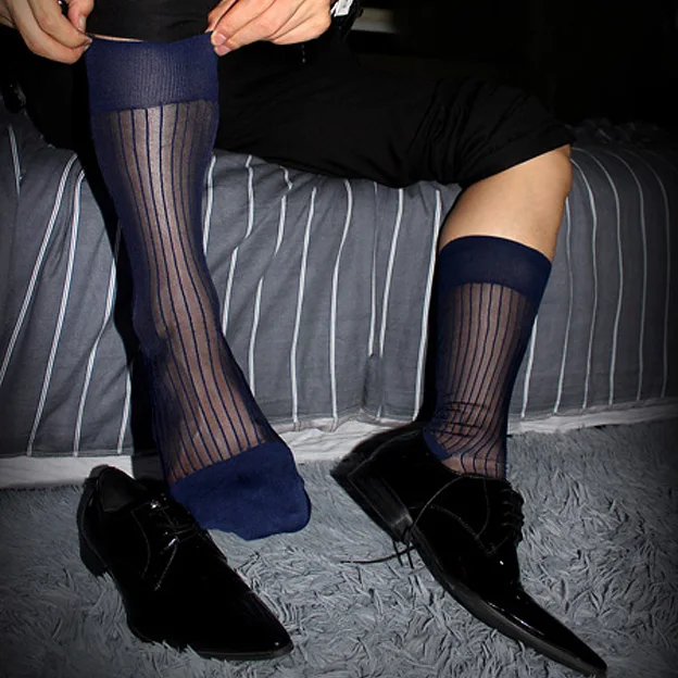 Мужские формальные шелковые носки костюмы прозрачные пикантные носки просвечивающие мужские носки платье TNT носки Фетиш 2 цвета доступны