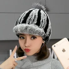 Glaforny фабрики Лидер продаж шапки для Для женщин реального кролика рекс Шапки Подлинная Трикотажные кролика рекс шапочки Skullies