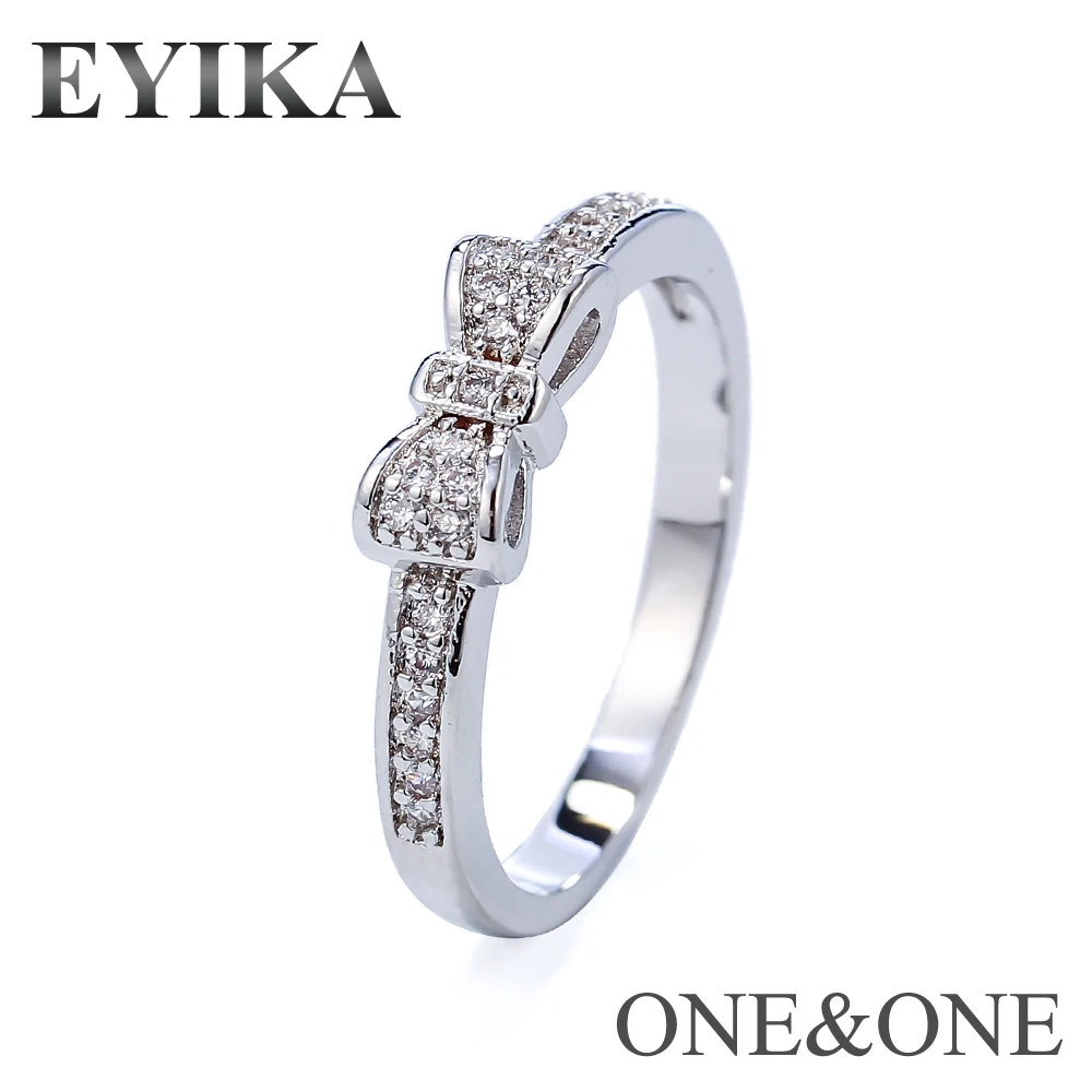 

EYIKA Fashion bow-knot Design wedding bands with AAA Cubic zirconia Ring Women CZ Jewelry For wedding/engagement/anniversary