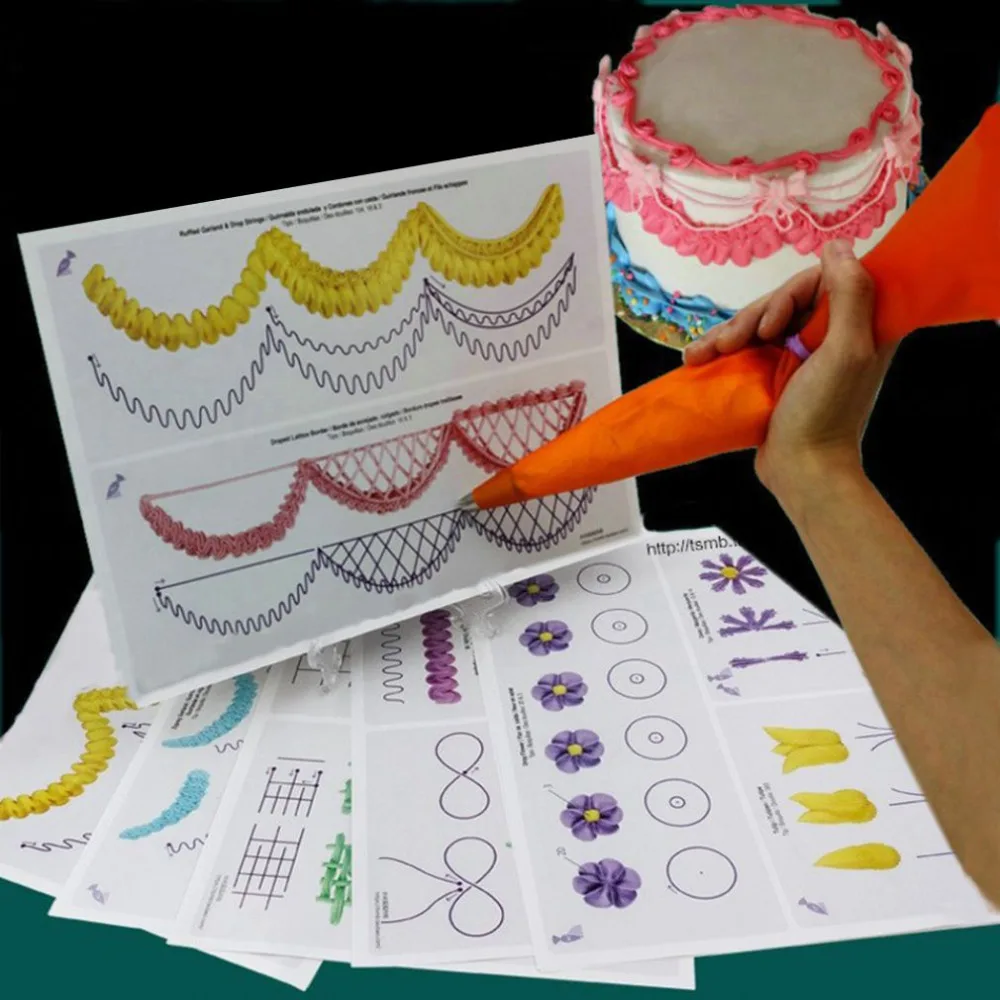 12pc Cake Practice Template Board Piping Drawing DIY Paste