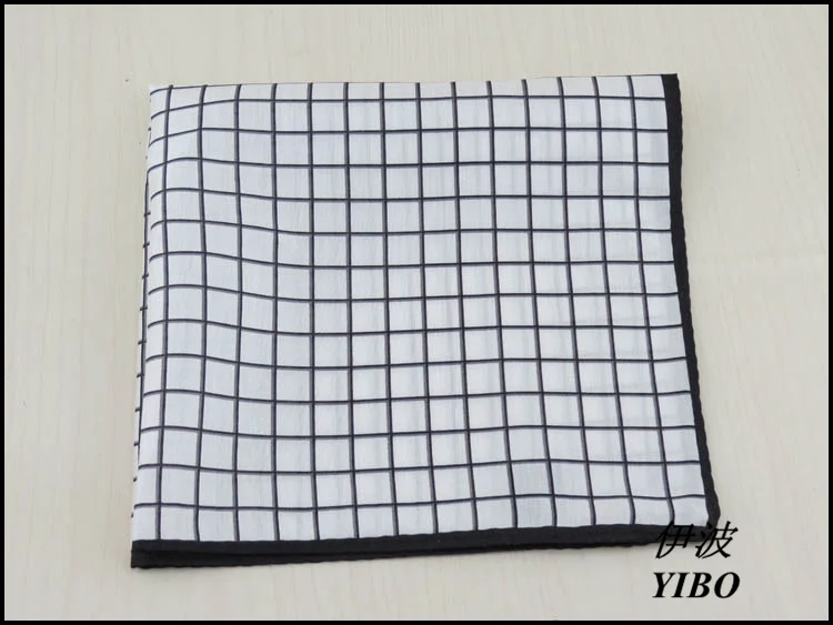 

men's Pocket square/silk and cotton mixture comfortable fabrics/black and white grid desgin handkerchief,free shipping