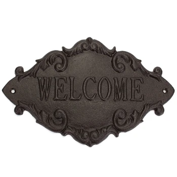 

ABLA Welcome Decorative Plaques Creative Retro Shop Signs Cast Iron Country Cottage House Home Garden Wall Outdoor Hanging Dec