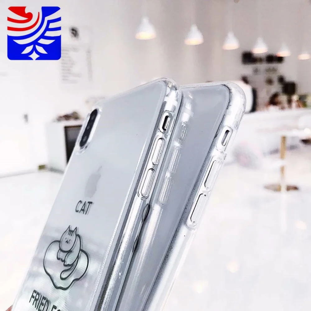 PEIPENG Simple transparent Cartoon cat phone case For iPhone 6 6s Plus X XS MAX XR 8 7 Plus lovely Protective Back Plastic Soft Cover Shockproof04