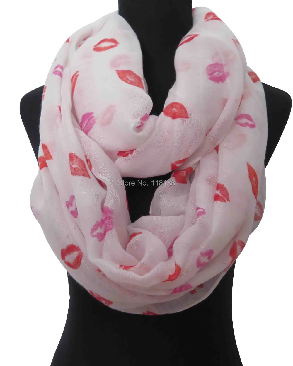 

Lips Print Women's Infinity Loop Scarf, Free Shipping