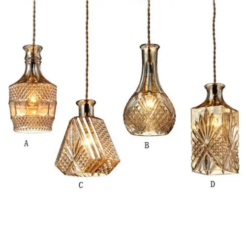 

ANTINIYA Adjustable Retro Cable Decanter Glass Bottle Pendant Light Fixtures for dinning room decanter lamps