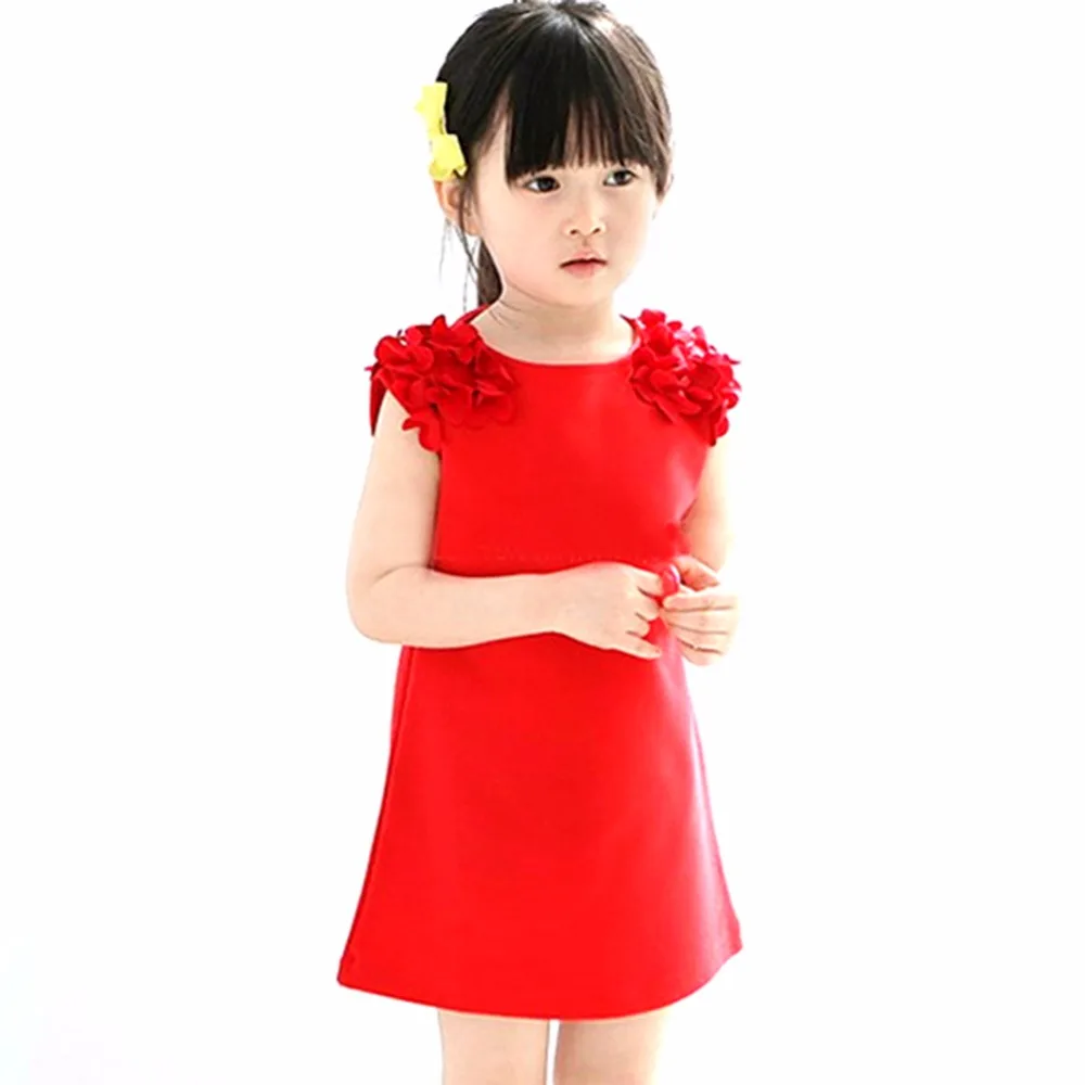 

Baby Kids Girls Dress Flower Sleeveless Princess Mini Dresses Summer Party Dresses Clothes Solid Vestido