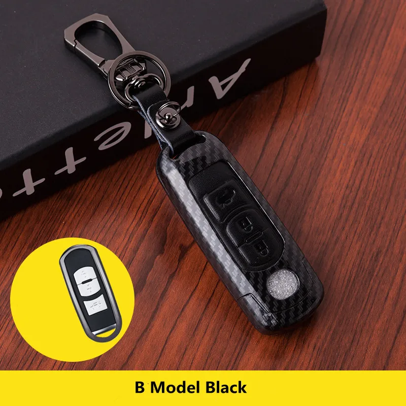 

Leather Car Key Case Cover Wallet For Mazda 2 3 6 Axela Atenza CX-5 CX5 CX-7 CX-9 2015 2016 2017 Smart 2/3 Buttons key holder