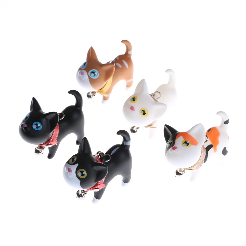 1Pc Cute Cat Keychain Versatile Rubber Car Keyring Doll Key Holder