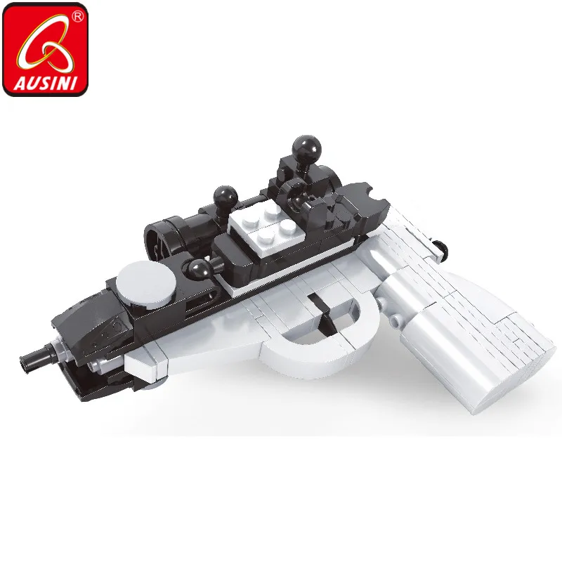 

AUSINI Gun Weapon Pistol Building Blocks Toys for Children Transformation Robot Model Legoings Creator Plastic Kids Playthings