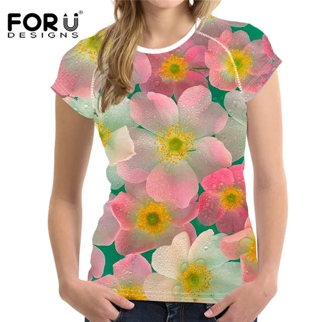 Buy FORUDESIGNS Women t shirt Flower Design T shirts