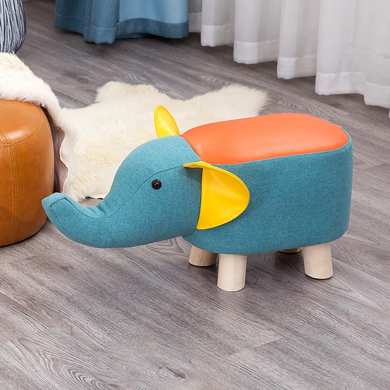 Modern Animal Stool Series Upholstered Ride-on Ottoman Footrest Stool with Vivid Adorable Animal-Like Features Elephant Cow Pig