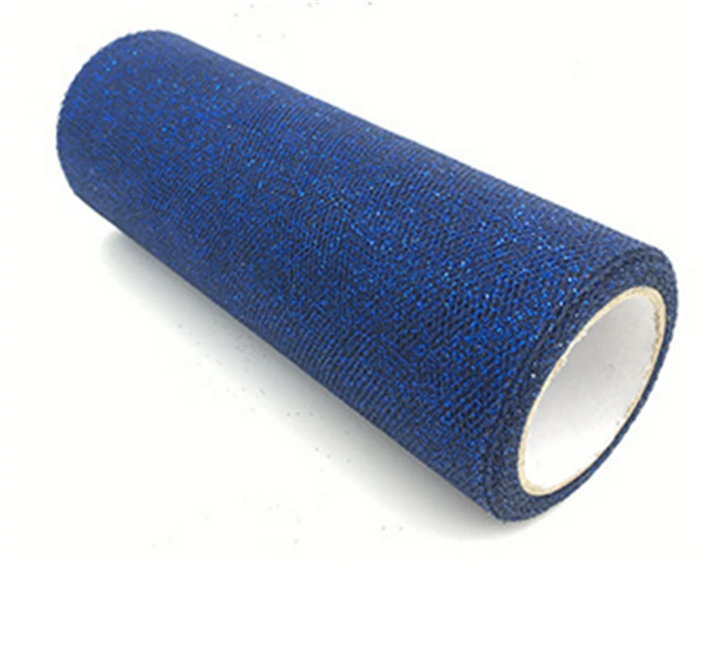 9.2m 15cm Glitter Tulle Rolls Sparkly Glitter Sequin Tulle Mesh Baby Shower Tutu Skirt Organza Table Runner Party Wedding Decor - Цвет: dark blue