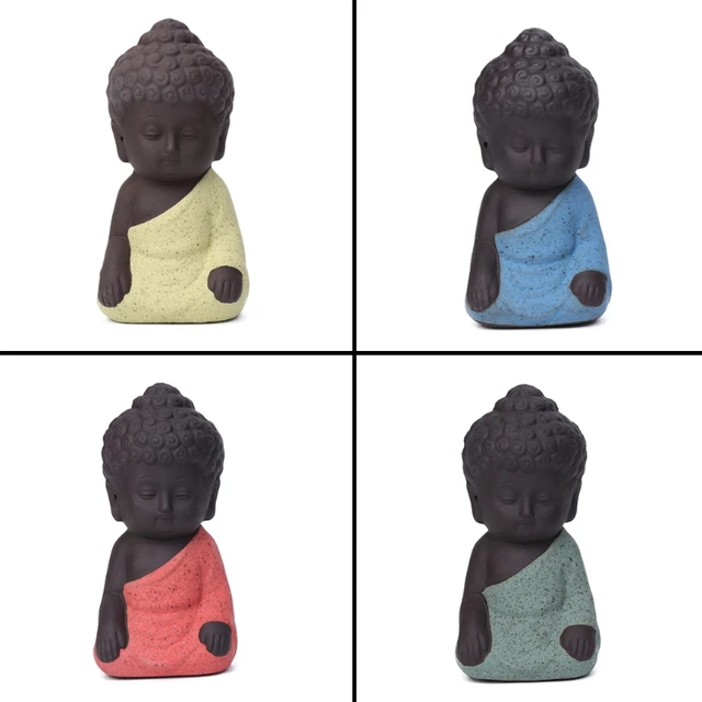 1pc little buddha statue monk figurine india mandala tea ceramic