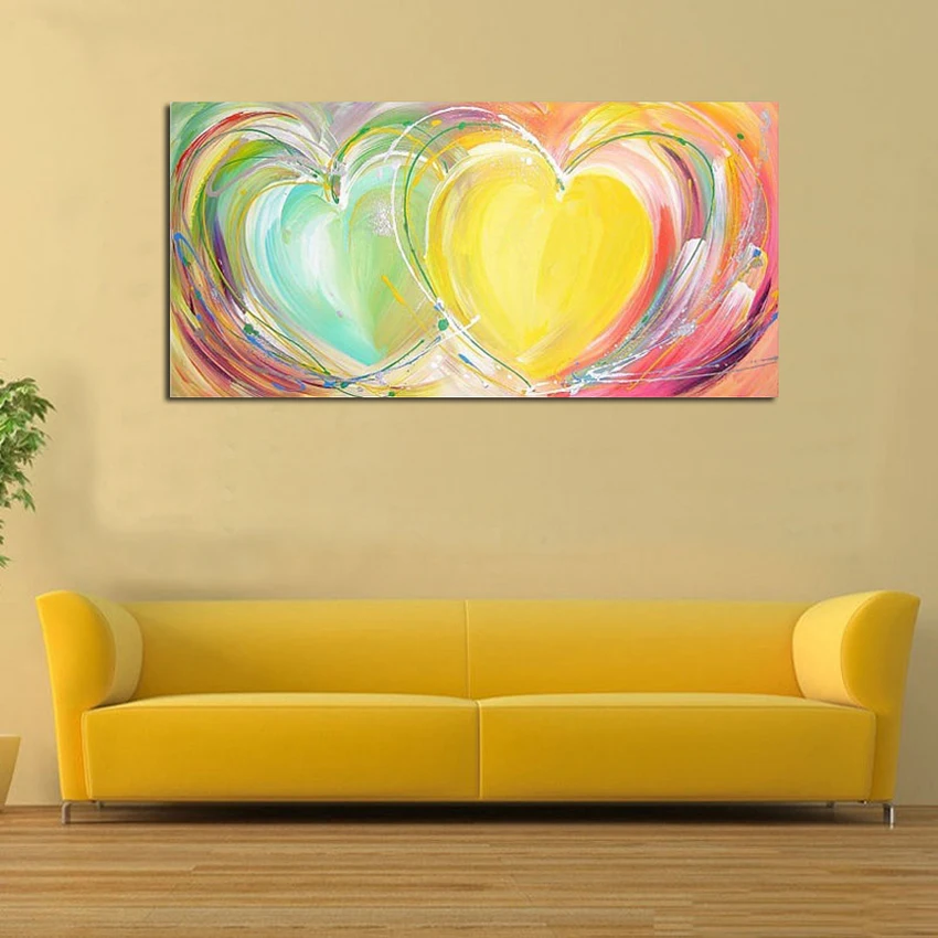 Modern abstract romantic colorful heart oil painting hand painted ideas oil painting on canvas home decorations for living room