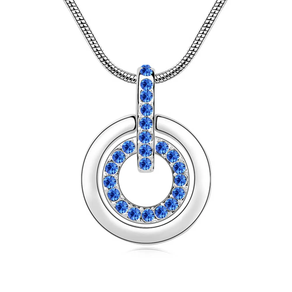 

2017 hot sale style Charming Circle Pendant necklace with Czech Crystal suitable for mother's Gift wholesale joyas