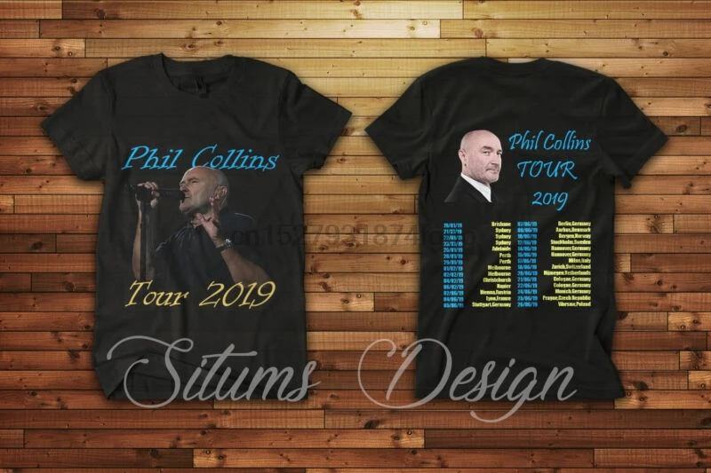 

Neu Phil Collins T-Shirt USA Tour 2019 Logo On Unisex Black T Shirt