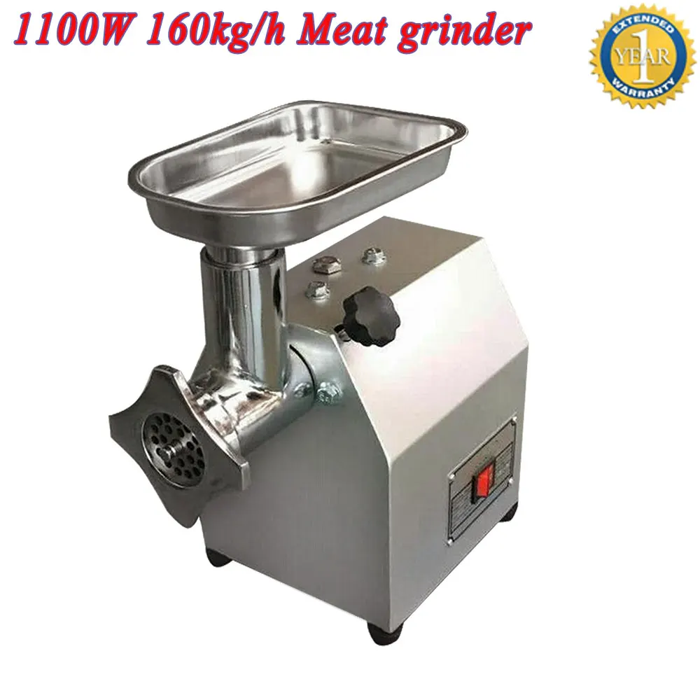 Commercial 1100w meat grinder with 160kgs/h output capacity 190r/min