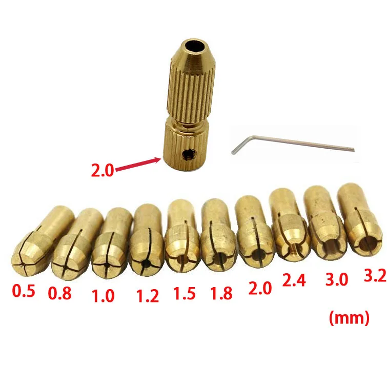 Высокое качество по лучшей цене 10 унидов/Набор 0,5-3,2 мм сверло цанговый микро маленький Электрический сверлильный патрон в сентябре