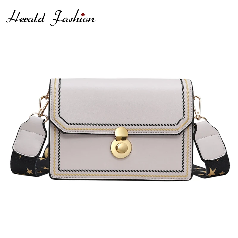 Herald Fashion Women Leather Shoulder Bag Wide Strap Casual Flap Designer Handbags Clutch Ladies Messenger Crossbody huismerk kopen in de aanbieding Herald Fashion Women Leather Shoulder Bag Wide Strap Casual Flap Designer Handbags Clutch Ladies Messenger Crossbody huismerk kopen in de aanbieding