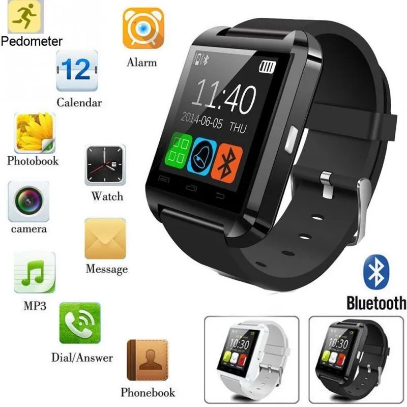 2019 New U8 Smart Watch Bluetooth Smartwatch U80 for IPhone 6 / 5S Samsung S6 / Note 4 HTC Android Phone Smartphones Android