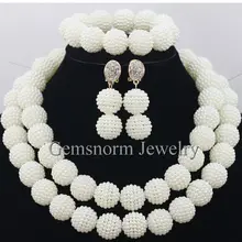 Модный комплект ювелирных изделий в нигерийском стиле, Свадебный Африканский бисер, комплект ювелирных изделий, белые шарики, ожерелье, комплект,, WB933