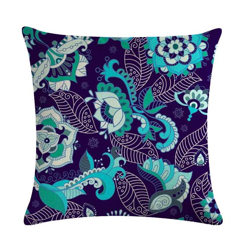 Boho Paisley Oriental Floral Pattern Navajo Geometric Prints Fantasy Petal Flowers Gorgeous Cushion Cover Sofa Throw Pillow Case - Color: ZY92418