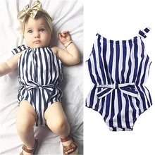 New Arrival Autumn Summer Kids Baby Girl Clothes Striped Bodysuit Jumpsuit Outfits Clothes 0-24M