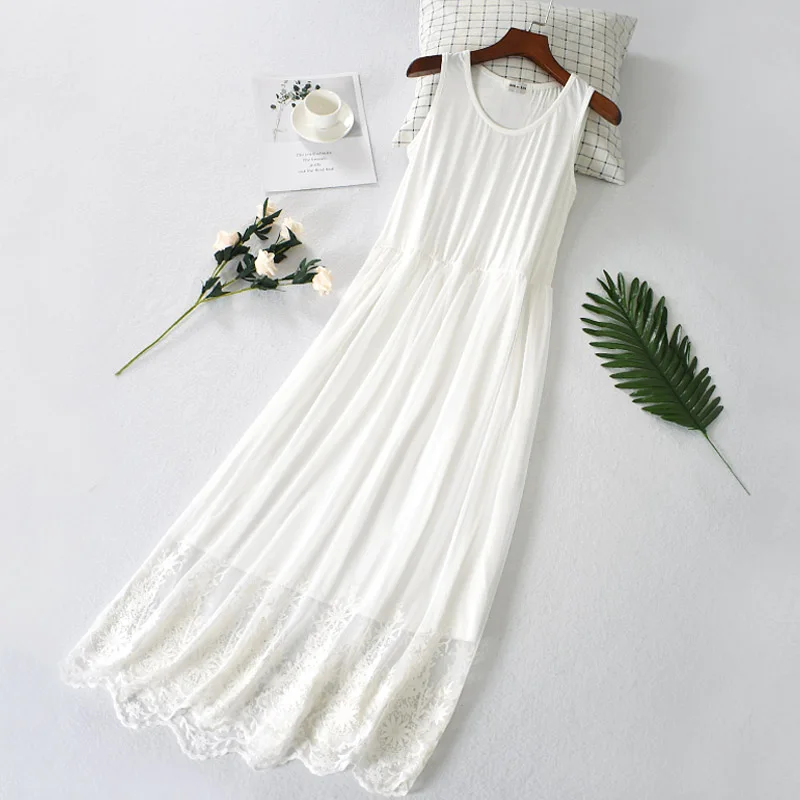 2019 new women one slips hot black white full slips lady intimates perspective lace dress