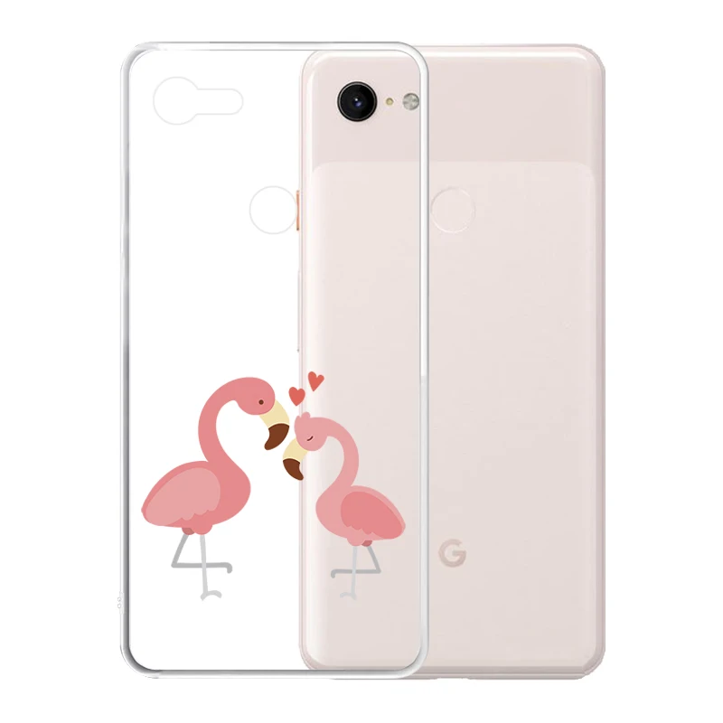 

Soft Silicone Clear TPU Case for Google Pixel 4 3 XL 3A 2 XL Durable Flamingo Cover