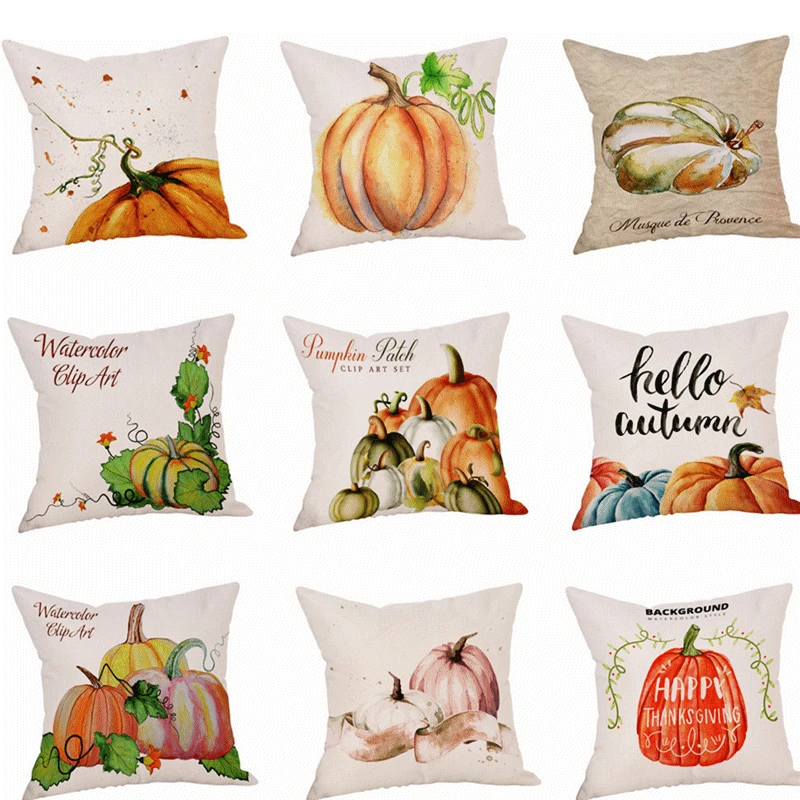 

Cushion cover Thanksgiving design linen/cotton pillow case Thanksgiving decorative pillow cover seat pillow case 45*45cm
