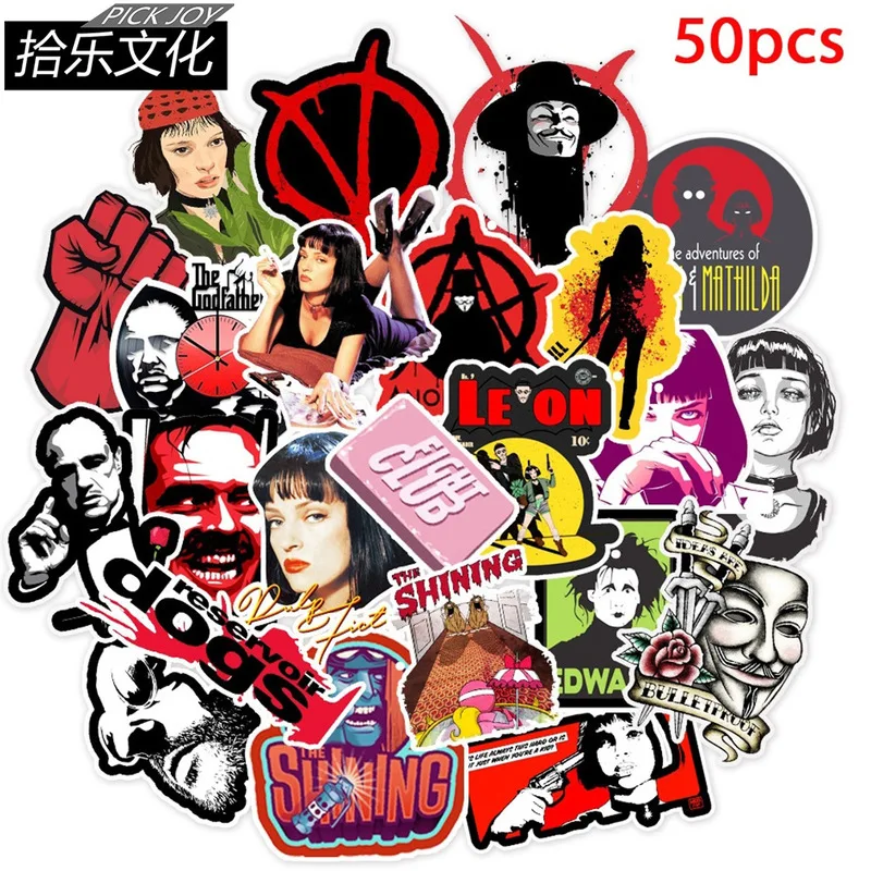 

50pcs Stickers Classic Movie Pulp Fiction/Edward Scissorhands/Graffiti Sticker for Skateboard Laptop Bicycle Waterproof Decals