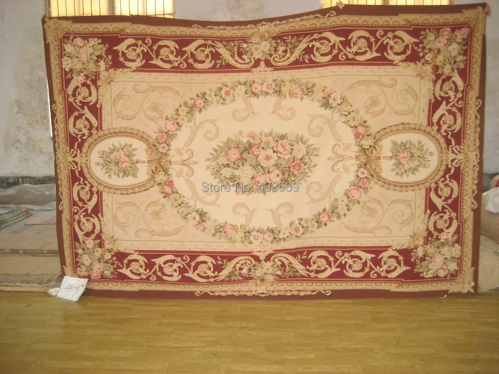 Бесплатная доставка 6 56 'x 9 84' Aubusson коврики бежевые и бордовые medallian шерстяные