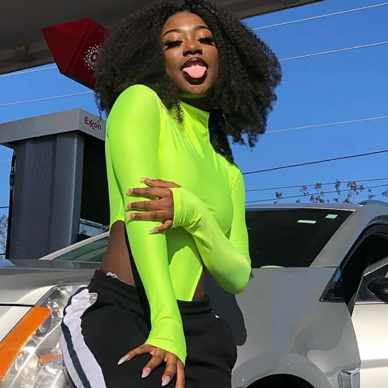 Fitshinling 2019 Autumn Bodysuit For Women Long Sleeve Turtleneck Body Jumpsuit Neon Green Streetwear Solid Basic Bodysuits Sale Fitshinling 2019 Autumn Bodysuit For Women Long Sleeve Turtleneck Body Jumpsuit Neon Green Streetwear Solid Basic Bodysuits Sale