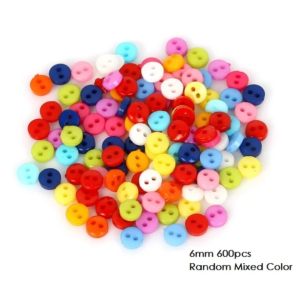 600 шт./лот, разные пластиковые 2 отверстия, 6 мм, маленький размер, пуговицы для скрапбукинга, 6 мм, нопф, аксессуары для одежды - Цвет: Random Mixed Color