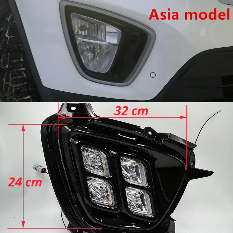 Автомобильный мигающий 1 комплект светодиодный DRL Дневной ходовой светильник Дневной светильник водонепроницаемый 12 В противотуманная фара для KIA Sorento - Цвет: Asia Model