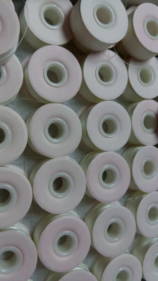 

75D/2 polyester filament L type Card side pre-wound bobbin thread embroidery thread white with 144pcs/box with free shipping.