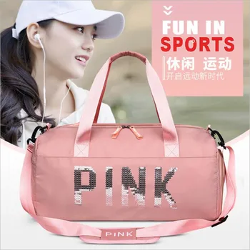 

2019 Cheap Sequins Black Gym Bag Women Shoe Compartment Waterproof Sport Bags for Fitness Training Yoga Bolsa Sac De Sport