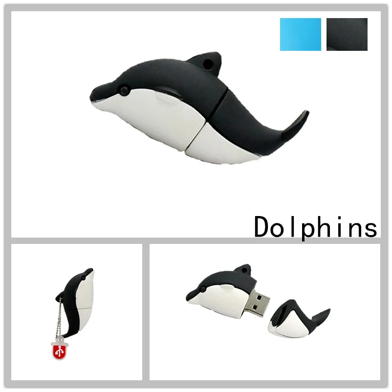 Симпатичный Дельфин USB Flash Drive 16 ГБ USB 2,0 флэш-накопитель 32 ГБ флэш-памяти 8 GChildren флешки животного форма 4 г U диска подарок для детей